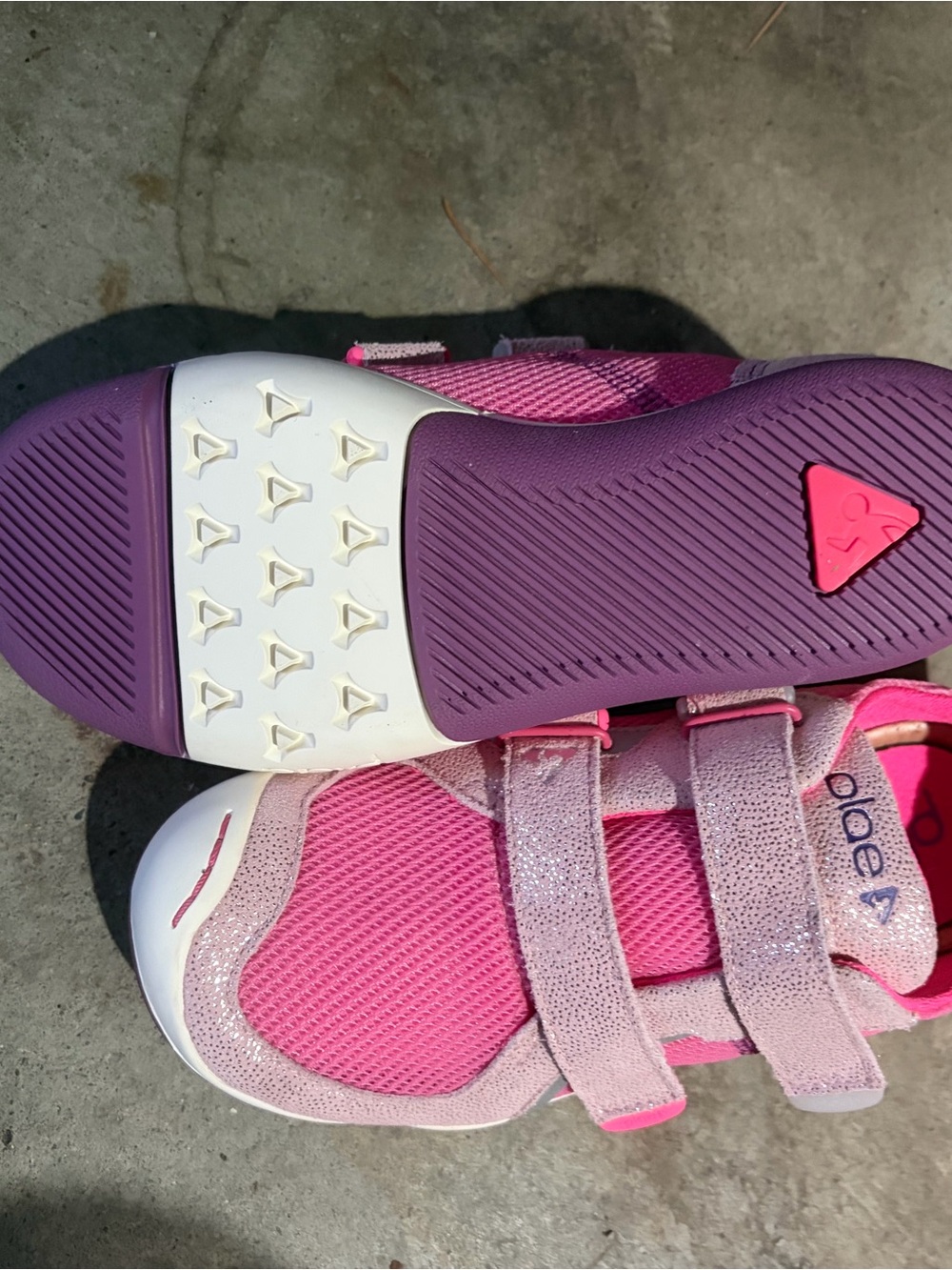 Girls Pink Glitter Athletic Sneakers with Velcro Straps